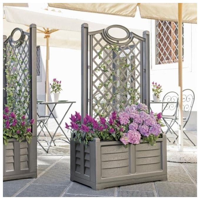 BAMA Fioriera separe' con Spalliera 80x42.5x150h Colore Cappuccino per giardino e spazi esterni