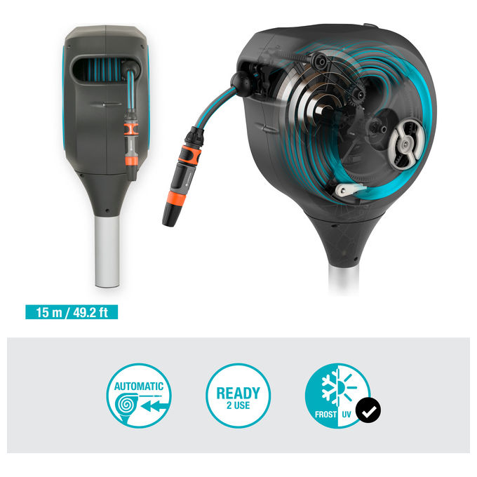 GARDENA Avvolgitubo Automatico da Giardino RollUp S, con Tubo da 15m