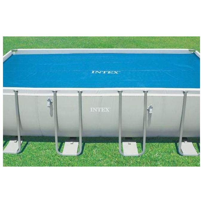 Intex 28017 Telo Copertura Solare Piscina Rettangolare 716x346 cm riduzione evaporazione 95% colore Blu