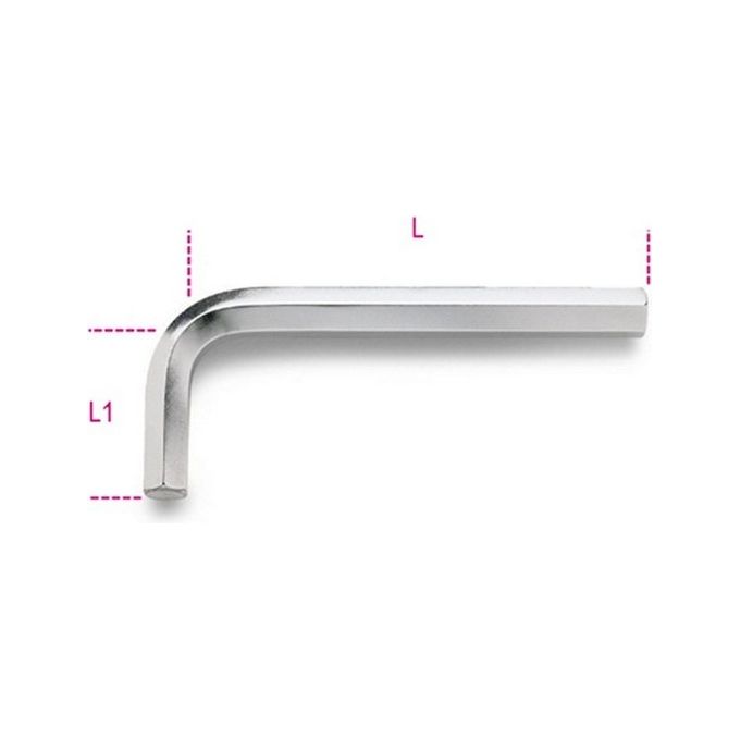 BETA Chiave Esagonale Brugola Piegate Acciaio Cromato - ISO 2936 - 96 mm. 3,5