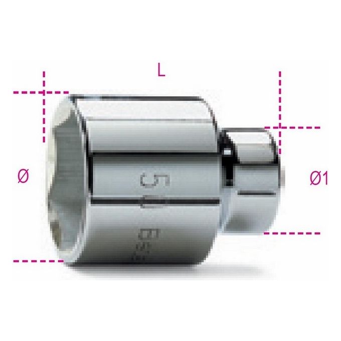 BETA Chiave Bussola Bocca Esagonale Acciaio Cromato - Uni-ISO 2725 din 3124 - 928-a mm 41