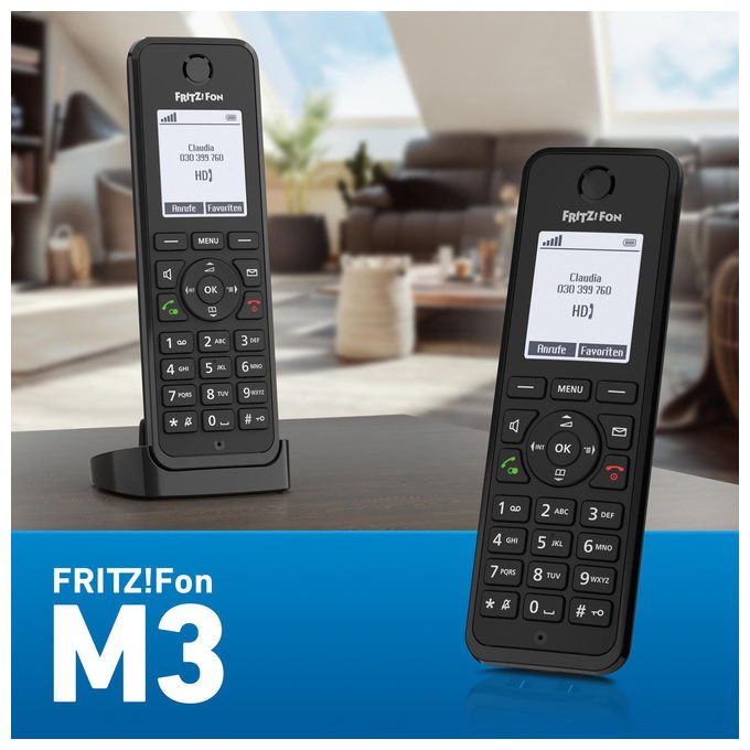 Fritz! 20003097 Fon M3 Telefono DECT con Vivavoce Identificatore di Chiamata Display 1.8'' colore Nero