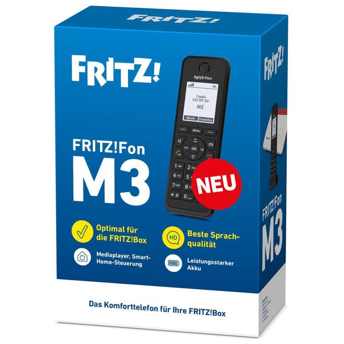 Fritz! 20003097 Fon M3 Telefono DECT con Vivavoce Identificatore di Chiamata Display 1.8'' colore Nero