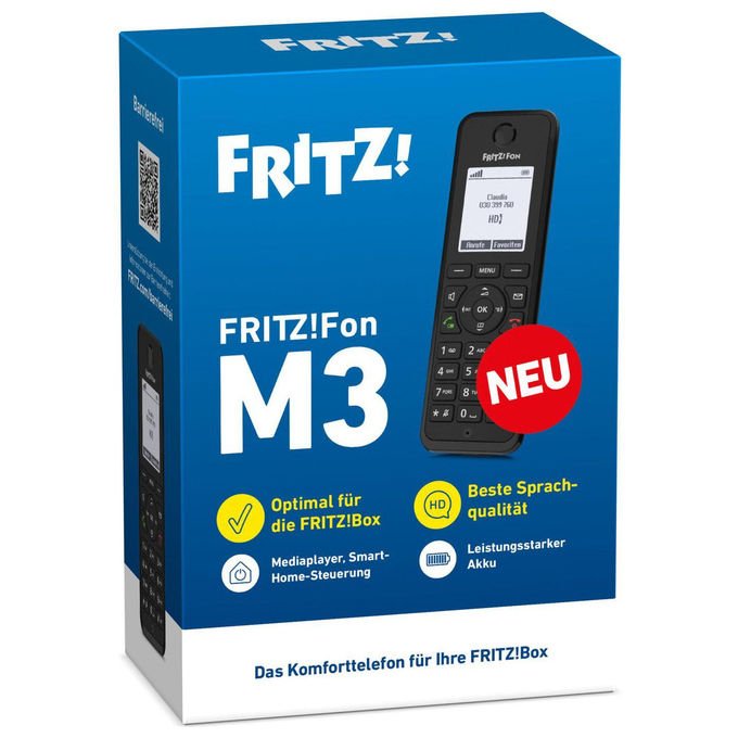 Fritz! 20003097 Fon M3 Telefono DECT con Vivavoce Identificatore di Chiamata Display 1.8'' colore Nero