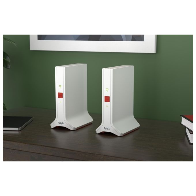Fritz! 20003108 Mesh Set 4200 Ripetitore di rete Wi-Fi 6E Dual-band 4200 Mbit-s 2x2-4x4 colore Rosso Bianco