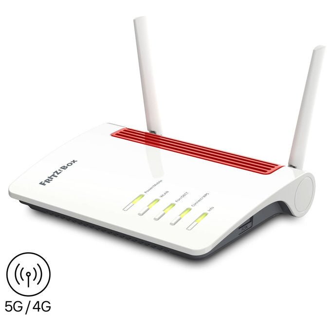 Fritz! 20003181 FRITZ!Box 6850 5G v2 Edition International Router wireless Wi-Fi 5 Dual Band 2,4 GHz 5 GHz 4 porte Gigabit Ethernet SIM interna per 3G 4G 5G mesh compatibile colore Bianco