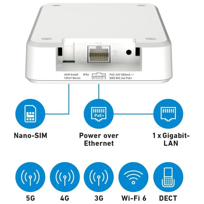 Fritz! 20003183 FRITZ!Box 6860 5G Router di rete cellulare Wi-Fi 6 Dual-band 5G Gigabit Ethernet VoIP colore Bianco