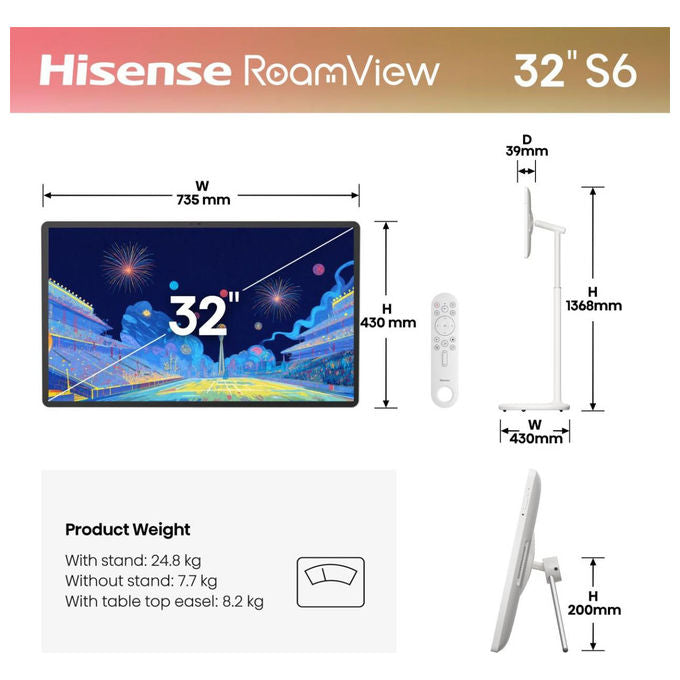 Hisense 20019248 32S6S TV 4K Ultra HD Android Wi-Fi 81,3 cm (32'') Risoluzione 3840x2160 Pixel HDR10 colore Bianco