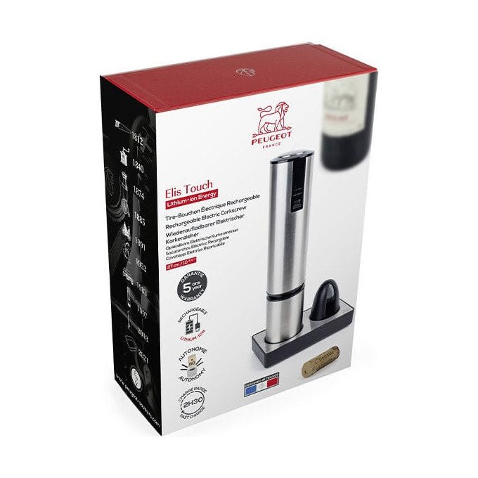 Peugeot 200954 Elis Touch Cavatappi Elettrico Acciaio Inossidabile Ricaricabile USB con Taglia Capsule colore Alu
