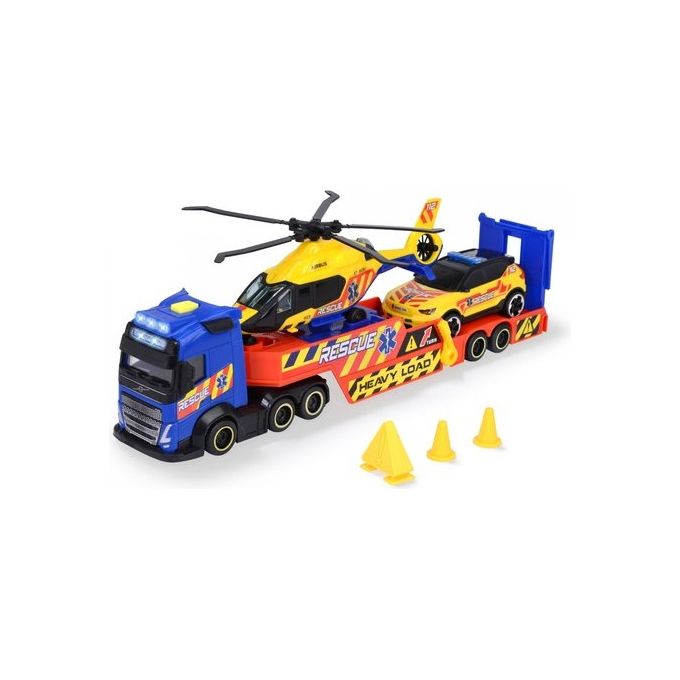Simba Mezzo Soccorso Dickie Camion Volvo FH16 con XC40 e Elicottero Airbus H16