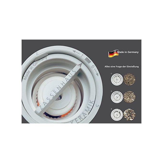 Zassenhaus 20540 Potsdam Macinapepe in Legno di Faggio con Meccanismo in Ceramica Regolabile 6 Livelli Altezza 20 cm colore Nero