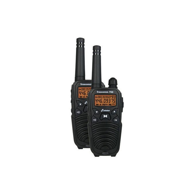 Stabo 20700 freecomm 700 Ricetrasmittente PMR 8 canali 10 km portata 446 MHz con stazione di ricarica inclusa colore Nero