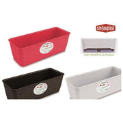 Stefanplast Cassetta Fiori Rattan Ristagno Acqua 40cm Marrone