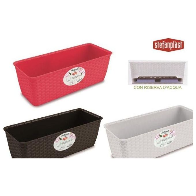 Stefanplast Cassetta Fiori Rattan Ristagno Acqua 40cm Marrone