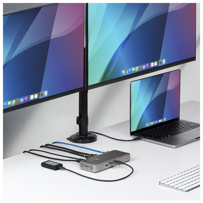 StarTech 208UE-USB4-DOCK Docking Station USB4 Doppio Monitor 4K 144Hz 8K 60Hz USB-C Power Delivery 100W Ethernet 2.5GbE colore Grigio