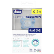 Chicco 990408231 Dual Soft Succhietto PhysioForma in Silicone Finitura Soft Sense 0-2 Mesi colore Blu