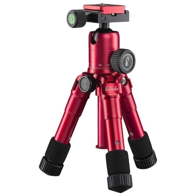 Mantona 21183 Kaleido Mini Treppiede da Viaggio con Testa a Sfera e Piastra a Sgancio Rapido Capacita' 5 Kg Altezza Max 49.5 cm colore Rosso Metallizzato