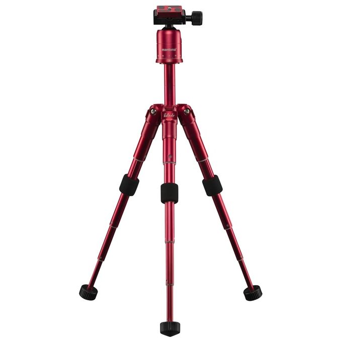 Mantona 21183 Kaleido Mini Treppiede da Viaggio con Testa a Sfera e Piastra a Sgancio Rapido Capacita' 5 Kg Altezza Max 49.5 cm colore Rosso Metallizzato