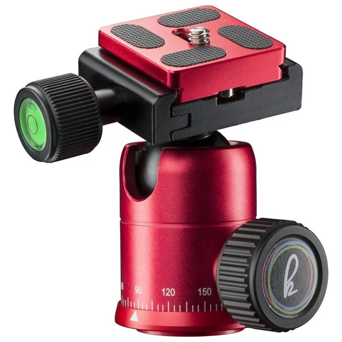 Mantona 21183 Kaleido Mini Treppiede da Viaggio con Testa a Sfera e Piastra a Sgancio Rapido Capacita' 5 Kg Altezza Max 49.5 cm colore Rosso Metallizzato