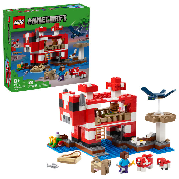 LEGO 21270 La casa del Mooshroom Giocattolo da Costruzione con Steve e Animali Minecraft 500 pezzi colore Multicolore
