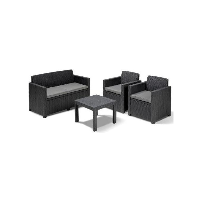 Allibert Set Alabama 4 Pezzi Grafite con Cuscini