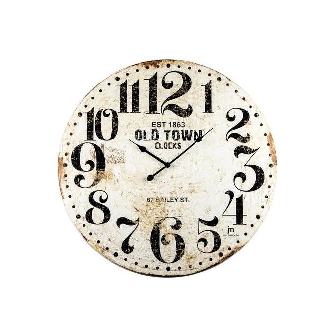 Lowell Orologio da Parete 60cm in Mdf Anticato Bianco
