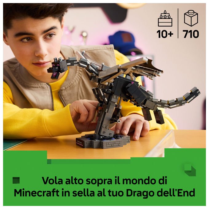 Lego 21595 Minecraft Drago dell'End Set da costruzione 710 pezzi ali mobili snodabile