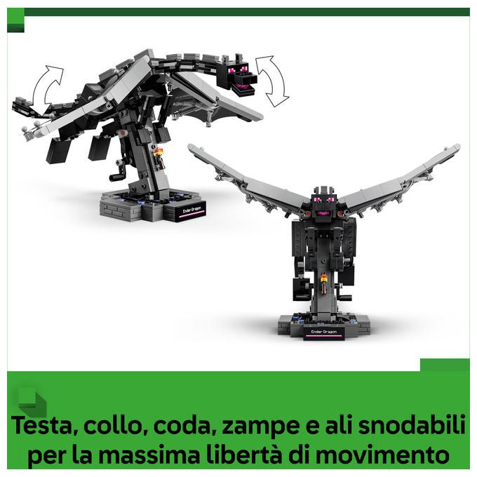 Lego 21595 Minecraft Drago dell'End Set da costruzione 710 pezzi ali mobili snodabile