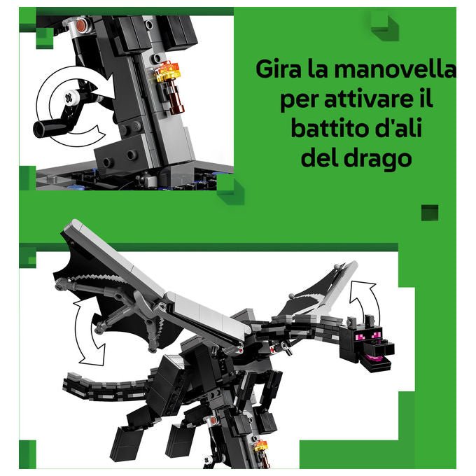 Lego 21595 Minecraft Drago dell'End Set da costruzione 710 pezzi ali mobili snodabile