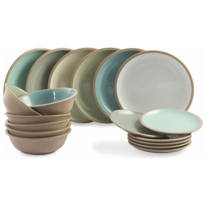 VDE Tivoli 1996 Set Piatti Bistrot Tavola 18 Pz in Gres - Yeppon
