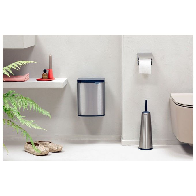 Brabantia 8710755222962 Bo Cestino 7L Acciaio Opaco con Chiusura Silenziosa Resistente alle Impronte Facile da Pulire colore Acciaio Opaco