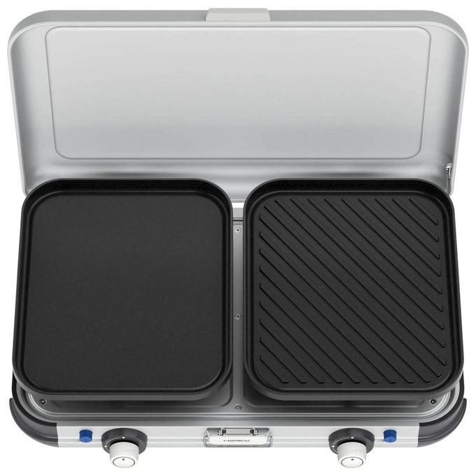 Campingaz 2213311 Camping Kitchen 2 Stufa a Griglia Portatile 2 Fuochi 4000 W Griglia Removibile colore Nero Grigio Argento