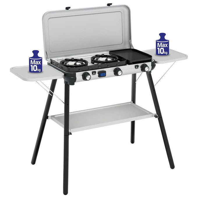 Campingaz 2213312 Stufa a griglia portatile 3 fuochi 2700 W accensione piezoelettrica colore Nero