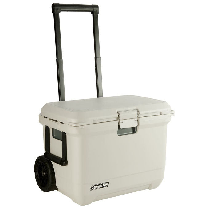 Coleman 2213912 Borsa Termica Pro 55 QT Capacita' 52 L Autonomia 5 giorni Ruote 2 Sistema di Drenaggio Antibatterico Colore Bianco