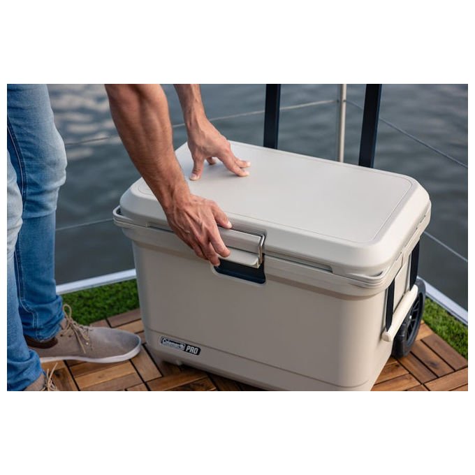Coleman 2213912 Borsa Termica Pro 55 QT Capacita' 52 L Autonomia 5 giorni Ruote 2 Sistema di Drenaggio Antibatterico Colore Bianco