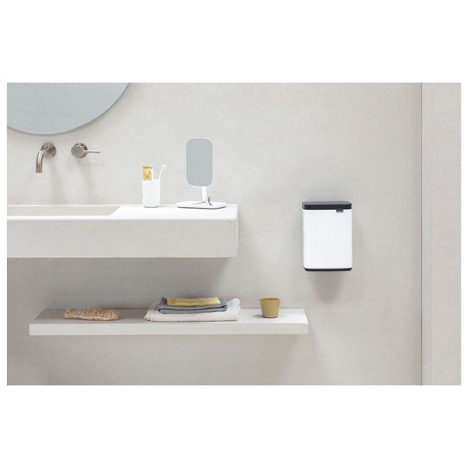 Brabantia 222344 Bo Waste Bin Pattumiera 4 L Acciaio con Apertura Laterale e Frontale colore Bianco