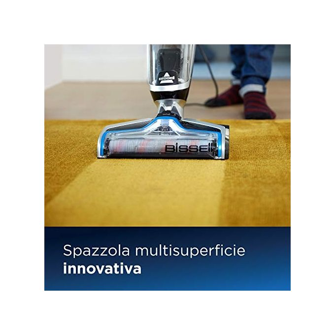BISSELL 2225N CrossWave Pet Pro Aspirapolvere Lavapavimenti Multifunzione 3-in-1 Potenza 560 Watt Capacita' 0,82 Litri Titanio e Bosanova Blu