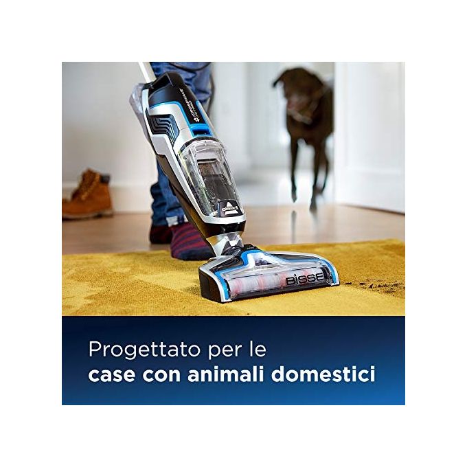 BISSELL 2225N CrossWave Pet Pro Aspirapolvere Lavapavimenti Multifunzione 3-in-1 Potenza 560 Watt Capacita' 0,82 Litri Titanio e Bosanova Blu