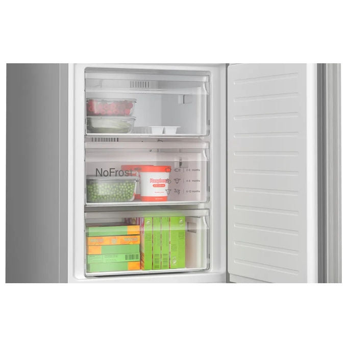 BOSCH Serie 4 KGN392LAF Frigorifero a libera installazione combinato 363 Litri Classe A Total No Frost Perfect Fit 203x60x66,5 cm Metal Look