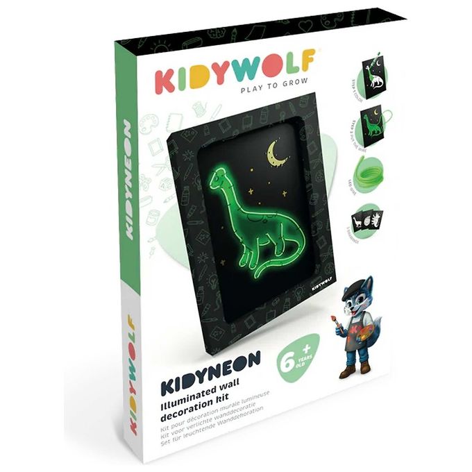 Kidywolf KIDYW-418268 Kidyneon Kit decorazione murale luminosa 9 disegni 3 fili LED batteria ricaricabile colore Multicolore