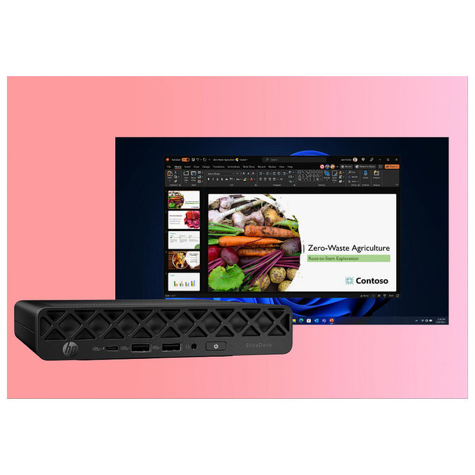 HP E07KNAT HP EliteDesk 8 Mini G1i AI PC Mini PC Intel Core Ultra 7 265T 32 GB DDR5-SDRAM 1 TB SSD NVMe Intel Graphics Wi-Fi 7 Bluetooth 5.4 Windows 11 Pro colore Jack black