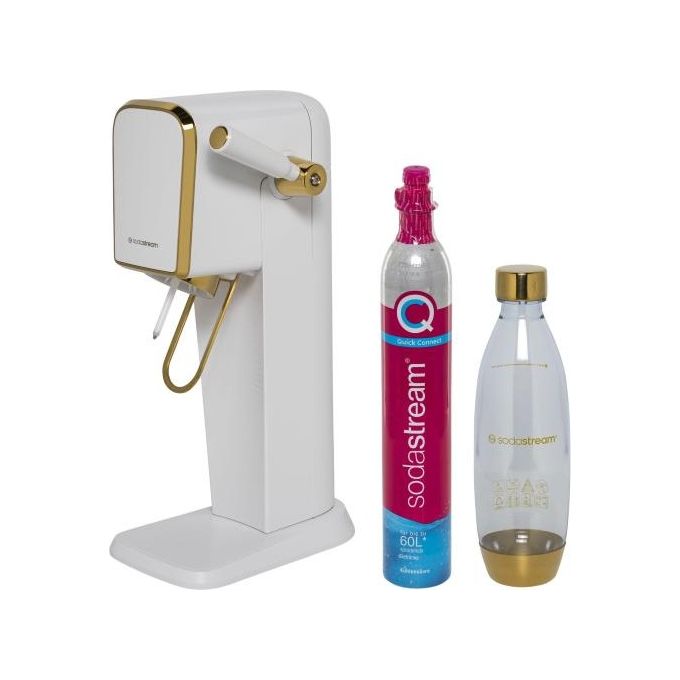 Sodastream Art Gasatore d'Acqua 1 Bottiglia da 1 Litro 1 Cilindro Co2 Bianco Oro