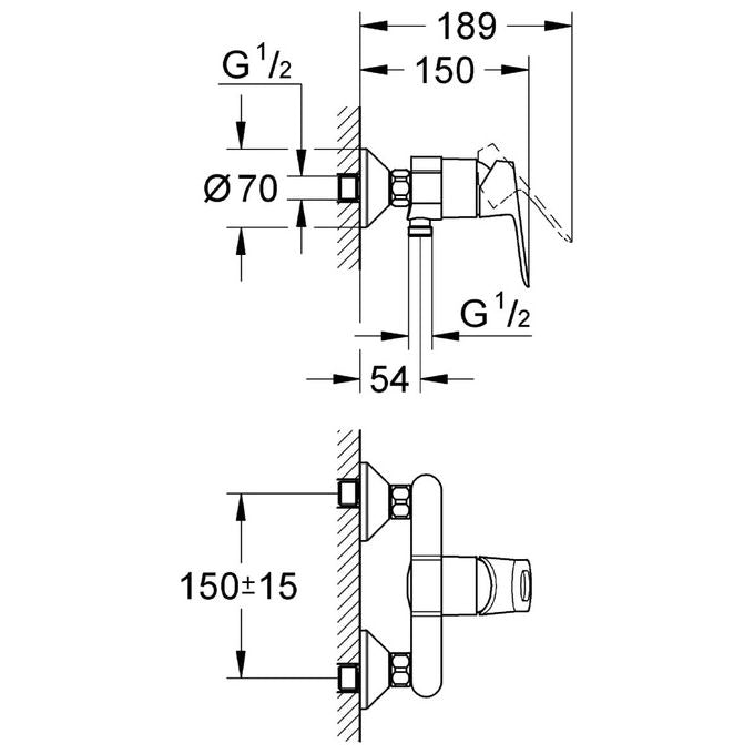 Grohe Rubinetto Miscelatore da Parete per Doccia Cromo Lucido Starlight Start Loop