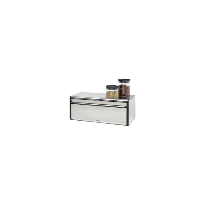 Brabantia 236709 Portapane con Apertura a Ribalta Acciaio 18 L Chiusura Magnetica Maniglia Grande Fondo Bugnato colore Acciaio