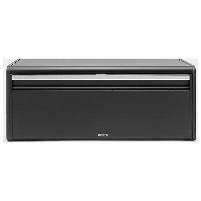 Brabantia 236860 Contenitore per Pane Rettangolare in Acciaio con Chiusura Magnetica e Superficie Superiore Piana per Ulteriore Spazio di Stoccaggio colore Nero
