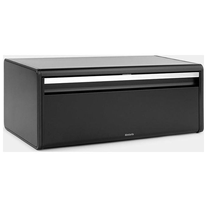 Brabantia 236860 Contenitore per Pane Rettangolare in Acciaio con Chiusura Magnetica e Superficie Superiore Piana per Ulteriore Spazio di Stoccaggio colore Nero