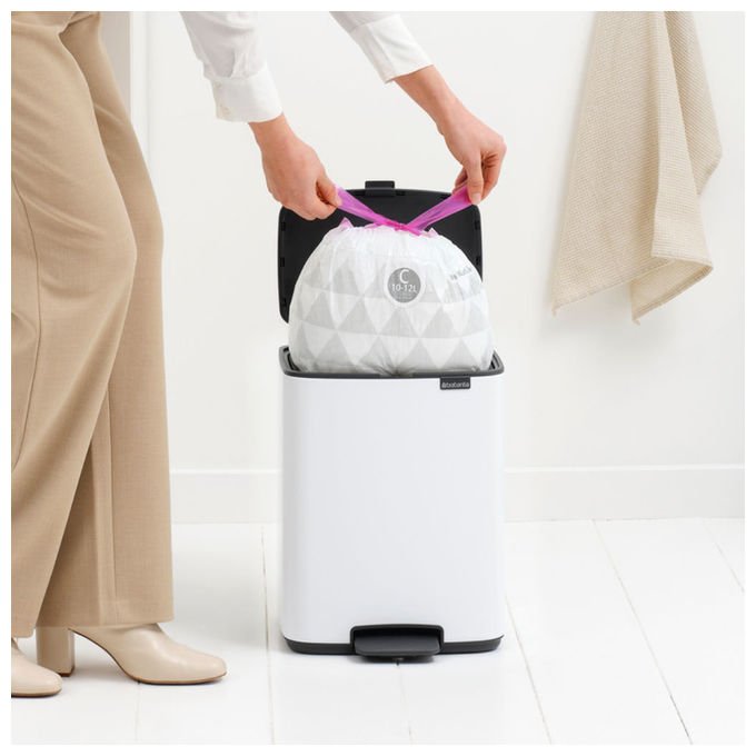 Brabantia 236907 Bo Pedal Bin Cestino con Pedale 12 L Acciaio Bianco