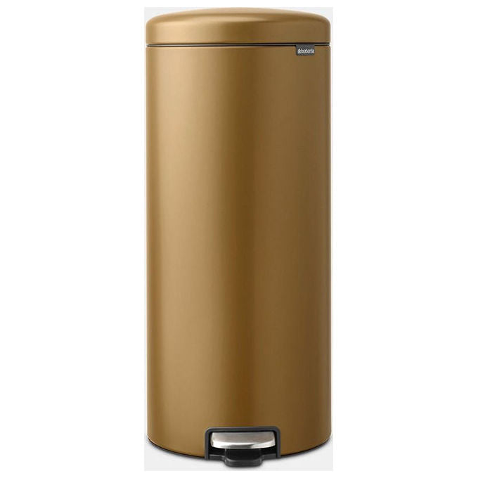 Brabantia 238581 Cestino per Rifiuti Rotondo 30 L Pedale Acciaio con Chiusura Ammortizzata e Base Antiscivolo colore Ottone