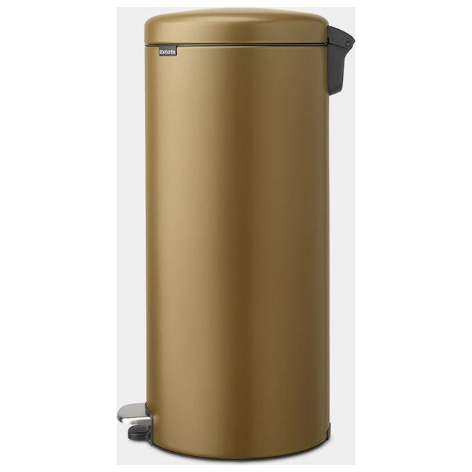Brabantia 238581 Cestino per Rifiuti Rotondo 30 L Pedale Acciaio con Chiusura Ammortizzata e Base Antiscivolo colore Ottone