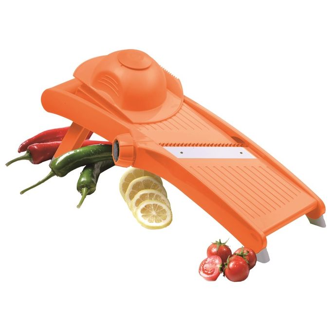 Borella 23878 Jazz Mandolina Affettaverdure Acciaio Inox Regolabile con Salvamano colore Arancio